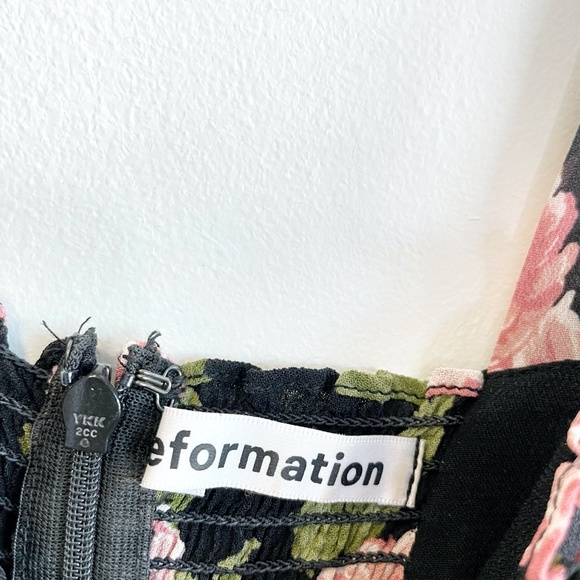 Size 0 Reformation Christine Floral Ruffle Rosalia Mini Dress - Picture 6 of 6